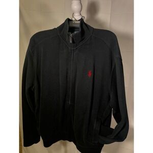 Polo Ralph Lauren Black Full Zip Jacket Track Jacket Mens Size‎ L